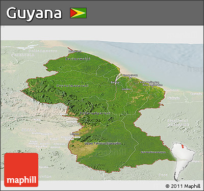 Satellite Panoramic Map of Guyana, lighten