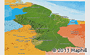 Satellite Panoramic Map of Guyana, political outside