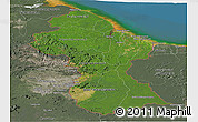 Satellite Panoramic Map of Guyana, semi-desaturated, land only