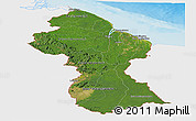Satellite Panoramic Map of Guyana, single color outside, shaded relief sea