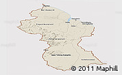 Shaded Relief Panoramic Map of Guyana, cropped outside