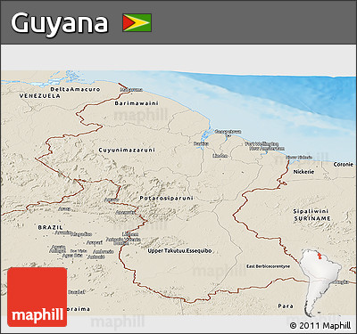 Shaded Relief Panoramic Map of Guyana