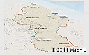 Shaded Relief Panoramic Map of Guyana, lighten