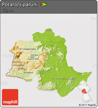 Physical 3D Map of Potaro/siparuni, cropped outside