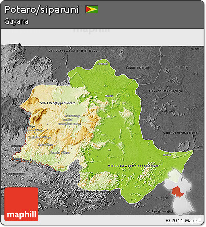 Physical 3D Map of Potaro/siparuni, darken, desaturated