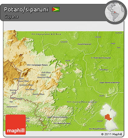 Physical 3D Map of Potaro/siparuni
