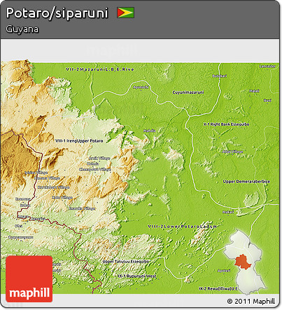 Physical 3D Map of Potaro/siparuni