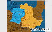 Political 3D Map of Potaro/siparuni, darken
