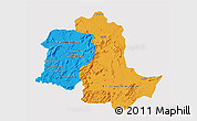 Political 3D Map of Potaro/siparuni, single color outside