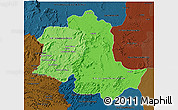 Political Shades 3D Map of Potaro/siparuni, darken