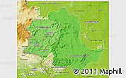 Political Shades 3D Map of Potaro/siparuni, physical outside