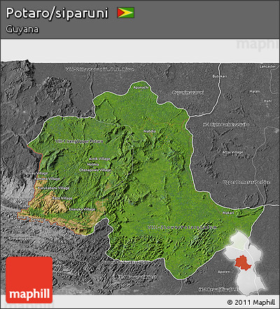 Satellite 3D Map of Potaro/siparuni, desaturated