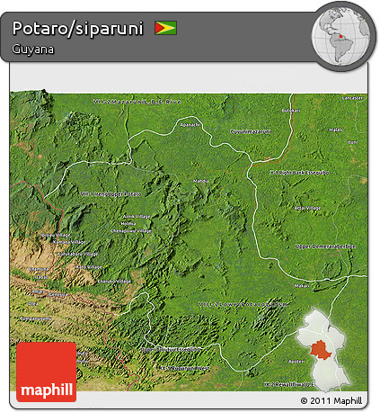 Satellite 3D Map of Potaro/siparuni