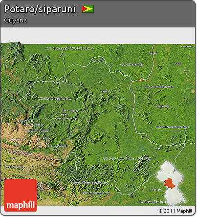 Satellite 3D Map of Potaro/siparuni