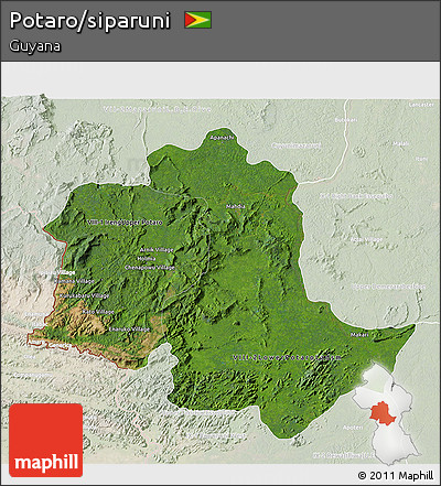 Satellite 3D Map of Potaro/siparuni, lighten