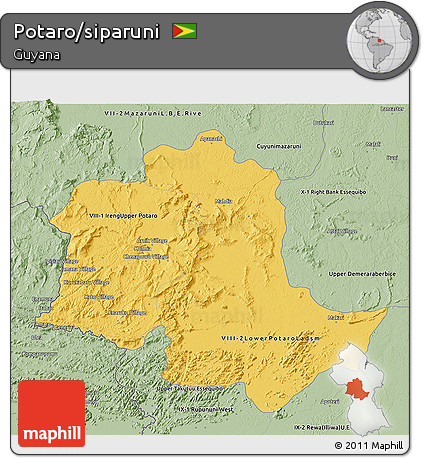 Savanna Style 3D Map of Potaro/siparuni