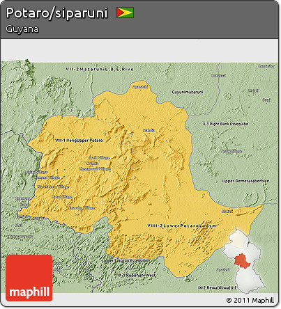 Savanna Style 3D Map of Potaro/siparuni