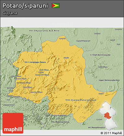 Savanna Style 3D Map of Potaro/siparuni