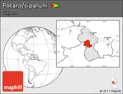 Blank Location Map of Potaro/siparuni, highlighted country