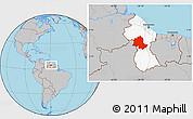 Gray Location Map of Potaro/siparuni, highlighted country