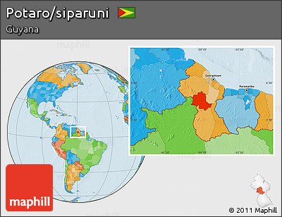 Political Location Map of Potaro/siparuni