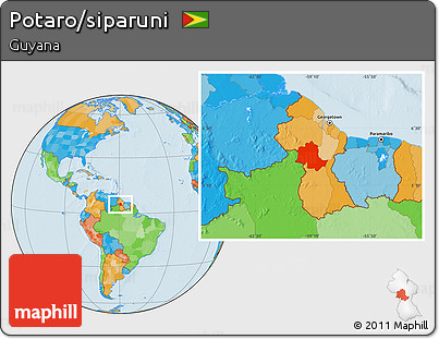 Political Location Map of Potaro/siparuni