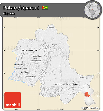 Classic Style Map of Potaro/siparuni, single color outside