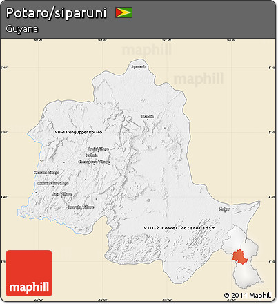 Classic Style Map of Potaro/siparuni, single color outside