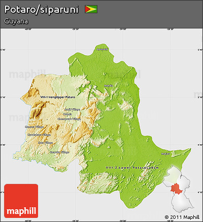 Physical Map of Potaro/siparuni, single color outside