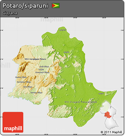 Physical Map of Potaro/siparuni, single color outside