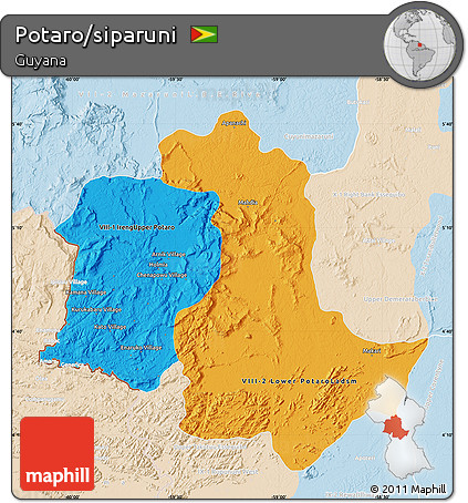 Political Map of Potaro/siparuni, lighten