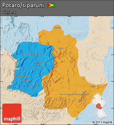 Political Map of Potaro/siparuni, lighten