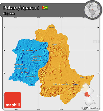 Political Map of Potaro/siparuni, single color outside