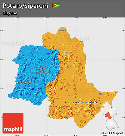 Political Map of Potaro/siparuni, single color outside