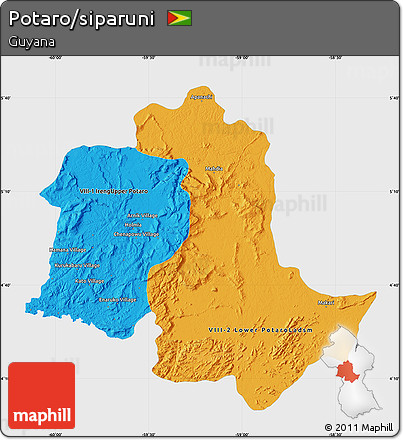 Political Map of Potaro/siparuni, single color outside