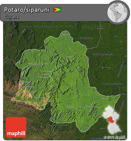 Satellite Map of Potaro/siparuni, darken