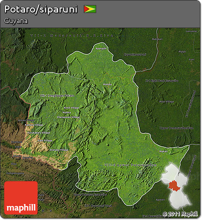 Satellite Map of Potaro/siparuni, darken