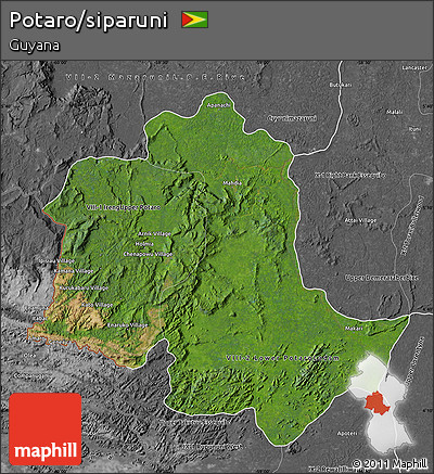 Satellite Map of Potaro/siparuni, desaturated