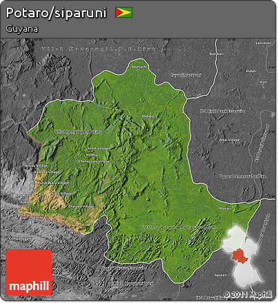 Satellite Map of Potaro/siparuni, desaturated