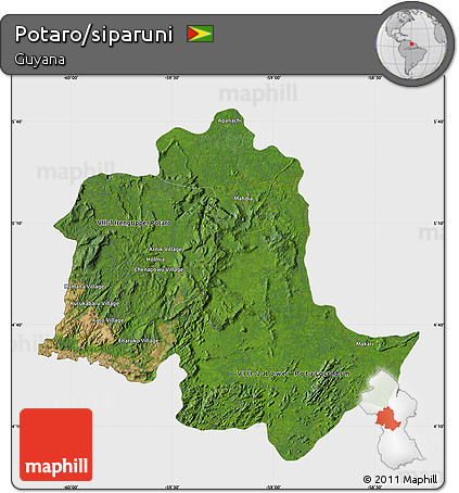 Satellite Map of Potaro/siparuni, single color outside