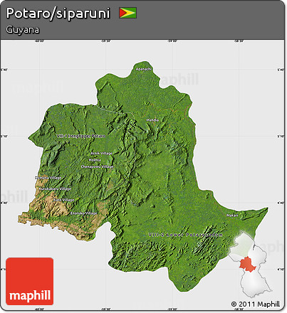 Satellite Map of Potaro/siparuni, single color outside