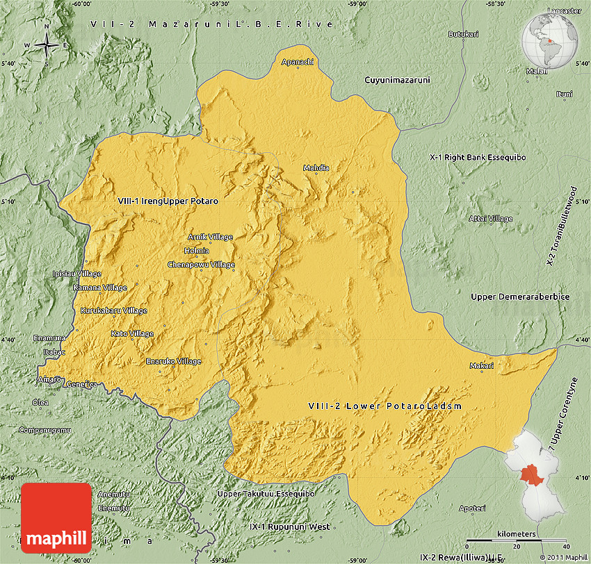 Savanna Style Map of Potaro/siparuni