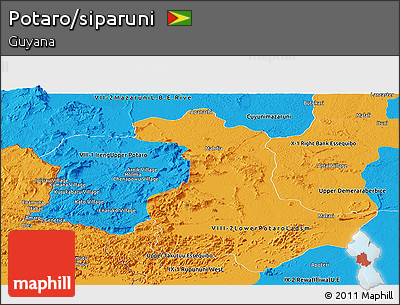 Political Panoramic Map of Potaro/siparuni