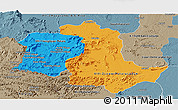 Political Panoramic Map of Potaro/siparuni, semi-desaturated