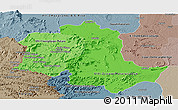 Political Shades Panoramic Map of Potaro/siparuni, semi-desaturated