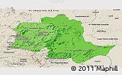 Political Shades Panoramic Map of Potaro/siparuni, shaded relief outside