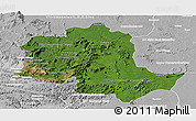 Satellite Panoramic Map of Potaro/siparuni, lighten, desaturated