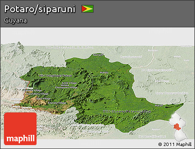 Satellite Panoramic Map of Potaro/siparuni, lighten