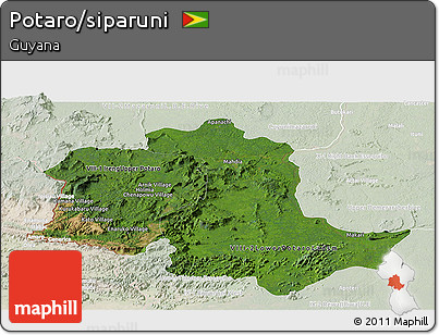 Satellite Panoramic Map of Potaro/siparuni, lighten