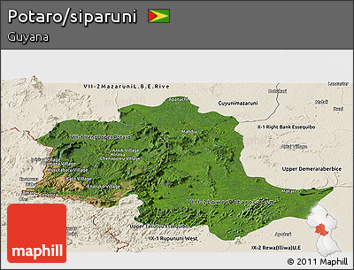 Satellite Panoramic Map of Potaro/siparuni, shaded relief outside